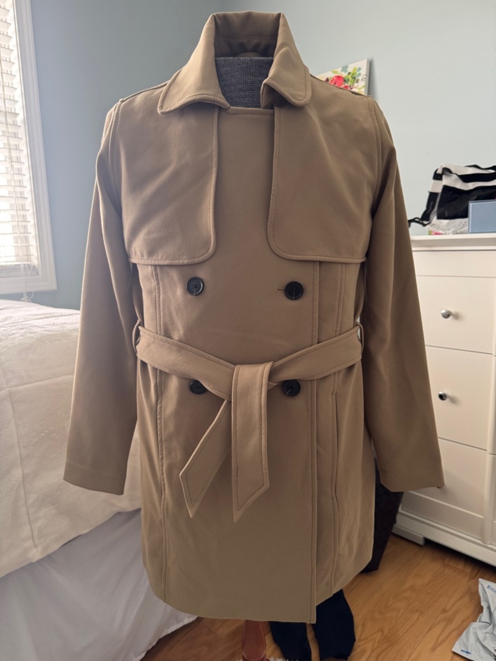 Abercrombie & Fitch Tan Double-Breasted Trench Coat